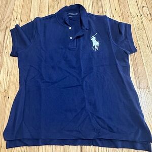 Blue Polo by Ralph Lauren shirt with collar. White horse. Size XL. Not faded.
